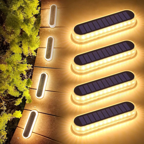 ~? Lacasa Solar Deck Lights, 4 Pack 40lm Solar Powered Step 
