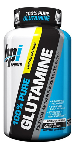 Bpi Sports 100% Glutamina 1 Gr 240 Caps Recuperación Músculo Sabor Sin Sabor