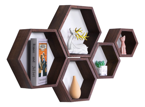 Phoenancee Estantes Flotantes Hexagonales, Estantes De Pared