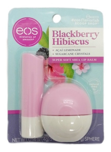 Kit Protetor Labial Lip Balm Eos Blackberry Hibiscus