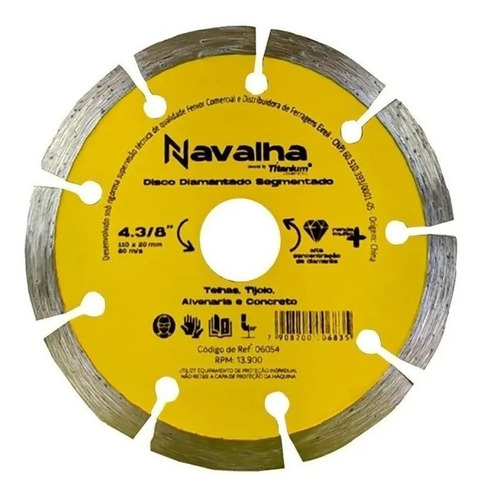 Disco Diamantado Navalha Segmentado 4.3/8 X 110mm Titanium