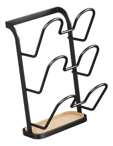 Soporte De Tapa Rack De Almacenamiento De 3 Nivel Negro
