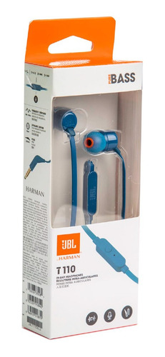 Imagen 3 de 4 de Auriculares Jbl T110 In-ear Pure Bass Microfono Azul