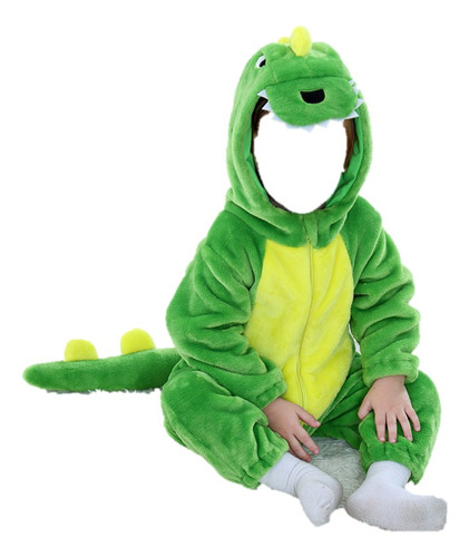 Pijama Enteriza Dinosaurio Verde Térmica Peludita Infantil