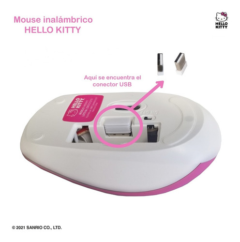 Imagen 6 de 6 de Mouse Hello Kitty Inalámbrico Hkm-n11
