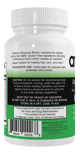 Imagen 3 de 5 de Amplixin Advanced Biotina Controla La Calvicie Caída Cabello
