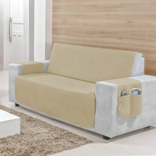 Funda protectora de sofá Lorena de 3 plazas, color beige, Fast