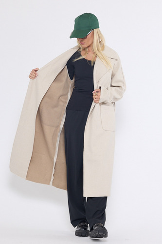 Tapado Saco Largo Paño Oversize S Al L Moda Mujer Scombro