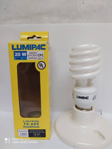 Bombillo Ahorrador De Energía Espiral Luz Cálida 20w 2700k
