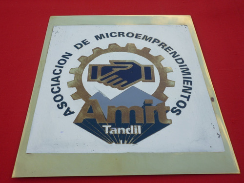 Cartel Antiguo Chapa Bronce Enlozado 16x13cm Microemp Tandil