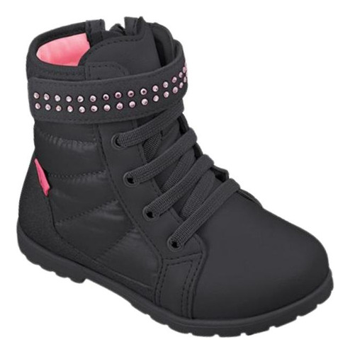 Bota Infantil Menina Nylon Cintilante Zíper Brilho Strass