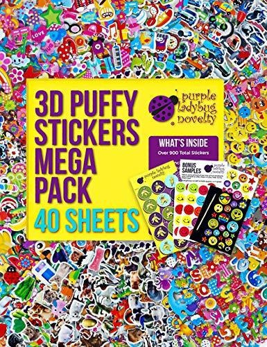 40 No Repeat Sheets Puffy Sticker Paquete Mega Variety De Pu