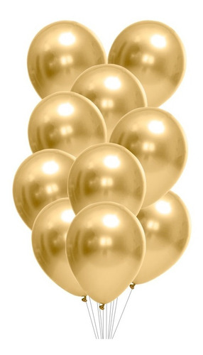 Imagem 3 de 6 de Bexiga Balão Metalizado Dourado Prata 50 Unidades N9