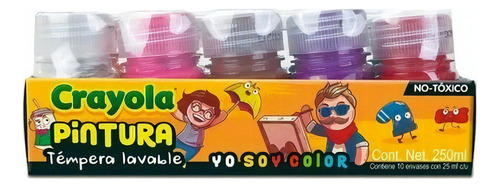 Tinta temperante lavável Crayola 10 frascos de 25 ml cada