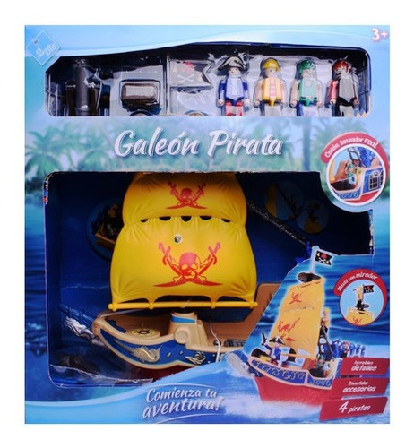 Barco Pirata Galeón Con Muñecos Y Accesorios Tipo Playmobil