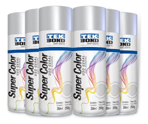 Tinta Spray Tek Bond Aluminio Uso Geral 350ml Emb. C/ 06