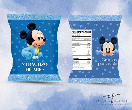 Bolsas De Papas Personalizadas (chip Bags) Mickey Mause 30pz