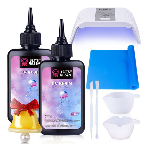 Let's Resin Resina Uv Con Luz, Kit Mejorado De Resina Uv Tra