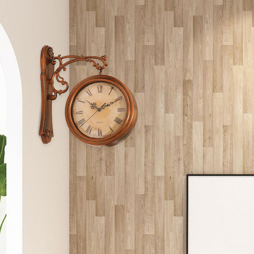 Reloj De Pared De Doble Cara, Silencioso, Retro, Con