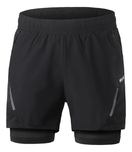 Shorts Masculinos Com Bolsos De Treino 2 Em 1