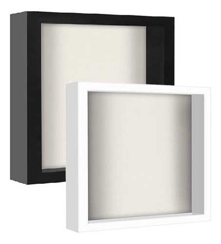 Portarretratos Marco 5cm Profundidad 30x30cm Madera Acrilico Color Blanco Shadow