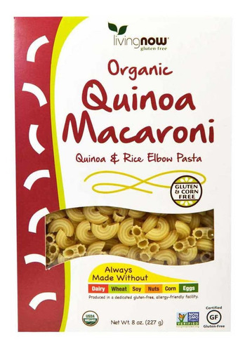 Pasta de Quinoa y Arroz Orgánica Now tipo Codo 227 g
