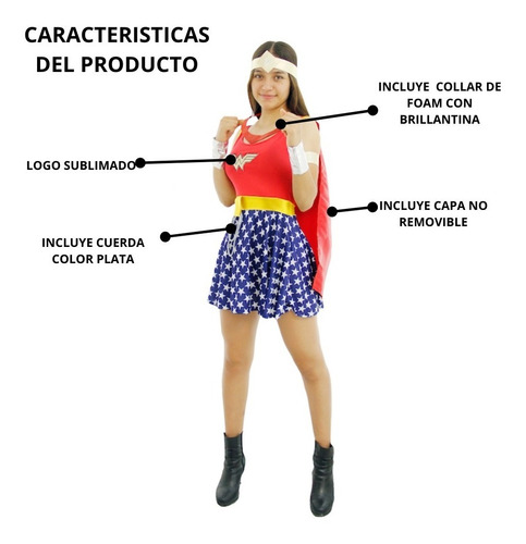 Imagen 4 de 10 de Disfraz Mujer Maravilla Deluxe Dama