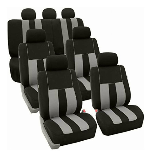 Fh Group Fh-fb036217 Striking Striped Seat Covers Gray/black