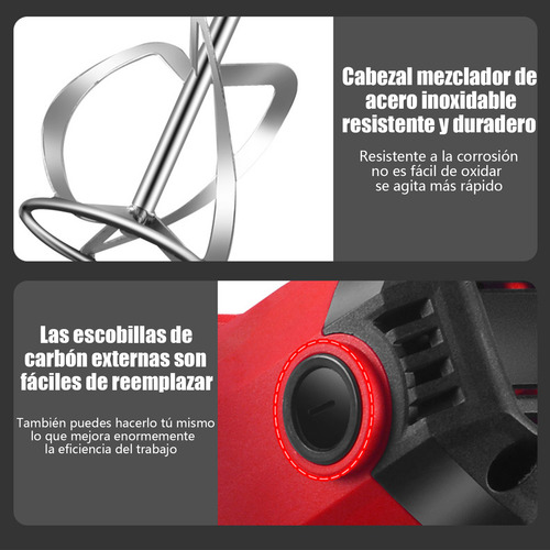 Nasterjis Mezclador De Cemento/pintura Eléctrico Máximo 3100w Eléctrico De Mano De Hormigonera,portátil Taladro Agitador Con Varilla Para Mezclar Lechada Pintura Mortero Yeso,ajuste De 6 Velocida