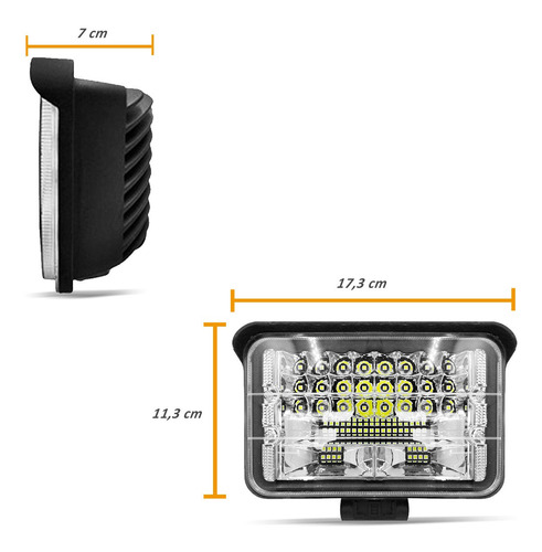 Imagem 5 de 6 de Farol De Milha 48 Led Branco 6500k Quadrado 144w Universal