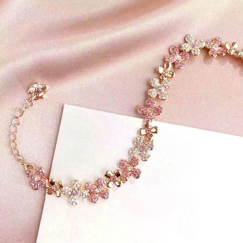 Pulsera De Pétalos De Trébol De Cuatro Hojas Para Mujer