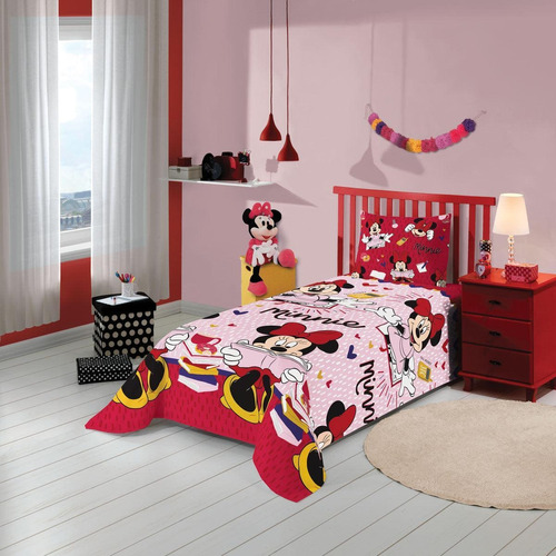 Jogo De Cama Infantil Microfibra Minnie Lepper 3 Peças