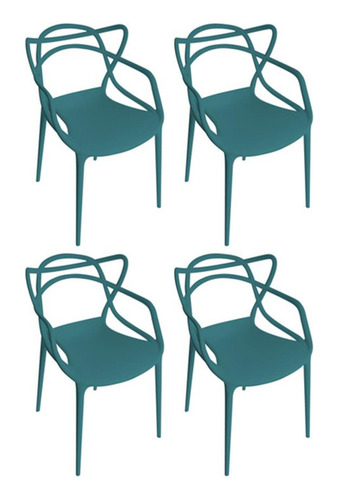 Kit 4 Cadeiras Aviv Verde Java Polipropileno Fratini