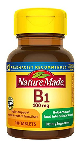 Vitamina B1 Nature Made De 0.0035 Oz, 100 comprimidos, Pharm