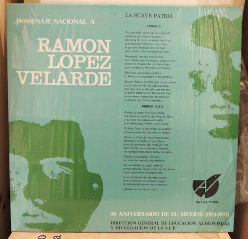 Gonzalo Sota (vinyl) Homaneje Nacional A Ramón López Velarde