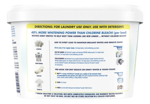 Detergente Oxiclean P/ropa Blanca Libre De Cloro 1.36kg