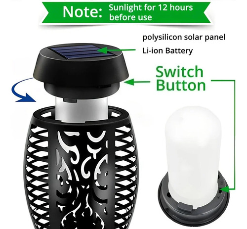 2 Luces Solares 51 Led Antorcha Impermeable Piso