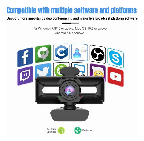 Webcam 1080p Con Micrófono Usb Cámara Portátil De Escritorio