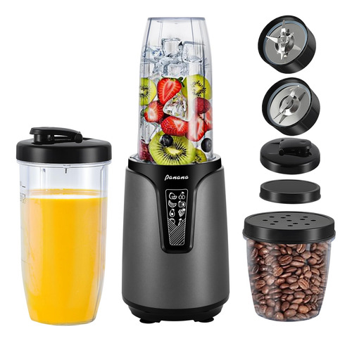 Licuadora Panana 850 W Portátil Con 2 Tazas De 600 Ml Gris