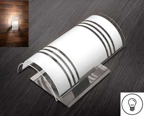 Arandela De Parede Calha - Base Inox Com Vidro Pintado