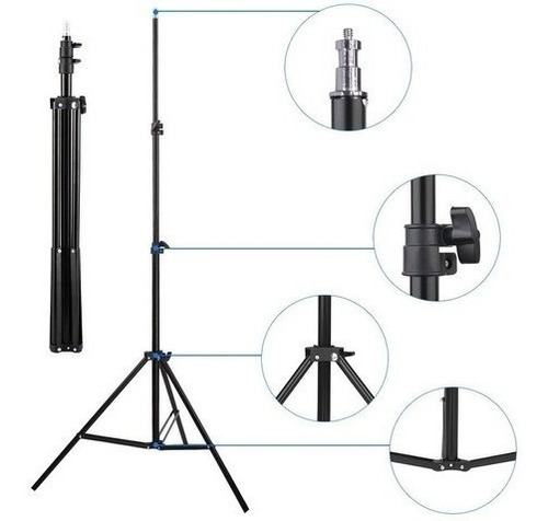 Kit Com 3 Tripés De Iluminação Para Estudio Até 2 Metros