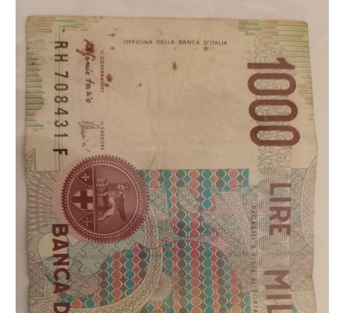  Billete De 1000 Liras Italiano Montessori 1990