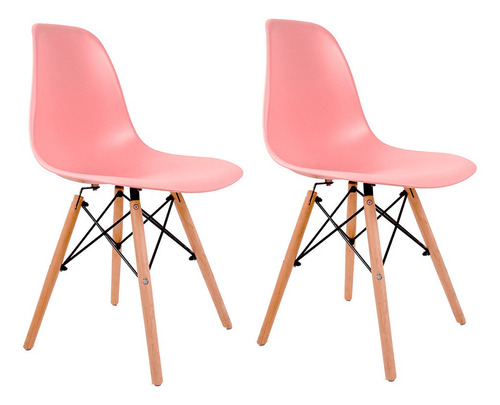 Cadeira de jantar Empório Tiffany Eames DSW Madera, estrutura de cor  rosa, 2 unidades