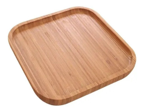Prato De Bambu Madeira Quadrado Cozinha Tábua Bandeja 20cm
