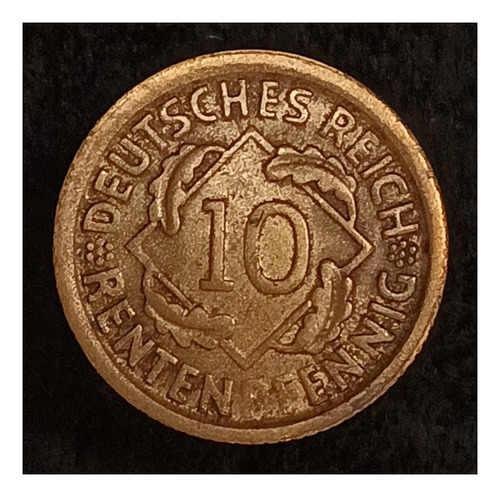 Alemania Weimar 10 Reichpfennig 1924 D Exc Km 33