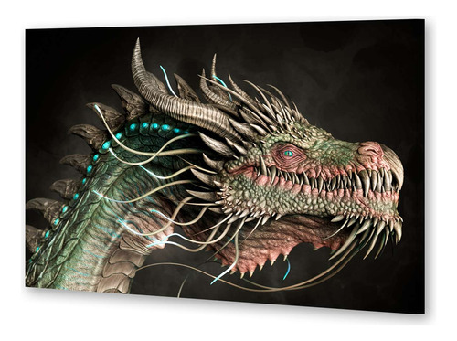 Cuadro 50x75cm Dragon Realista Ilustracion Digital