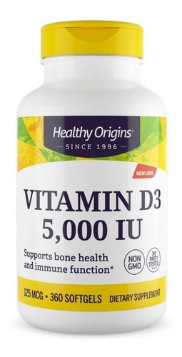 Vitamina D3 5.000 Iu 360 Softgels - Healthy Origins