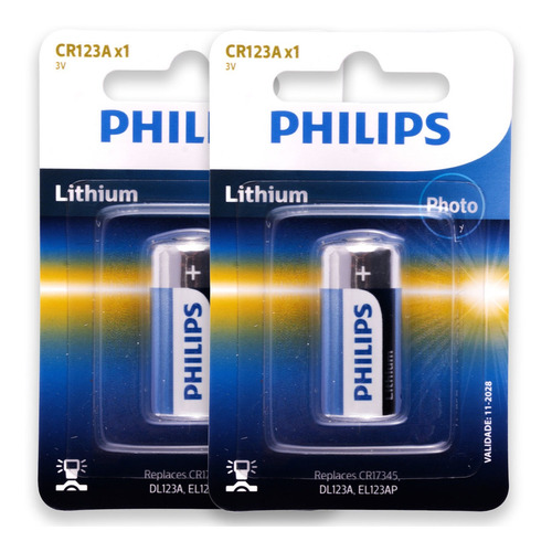 Imagem 1 de 6 de 2 Bateria Pilha Cr123 3v Philips Flash Sensor Infravermelho
