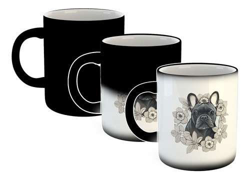 Taza Magica Bulldog Frances Con Flores