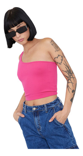 Peto Mujer Sin Mangas Cut Out Frontal Fucsia Corona